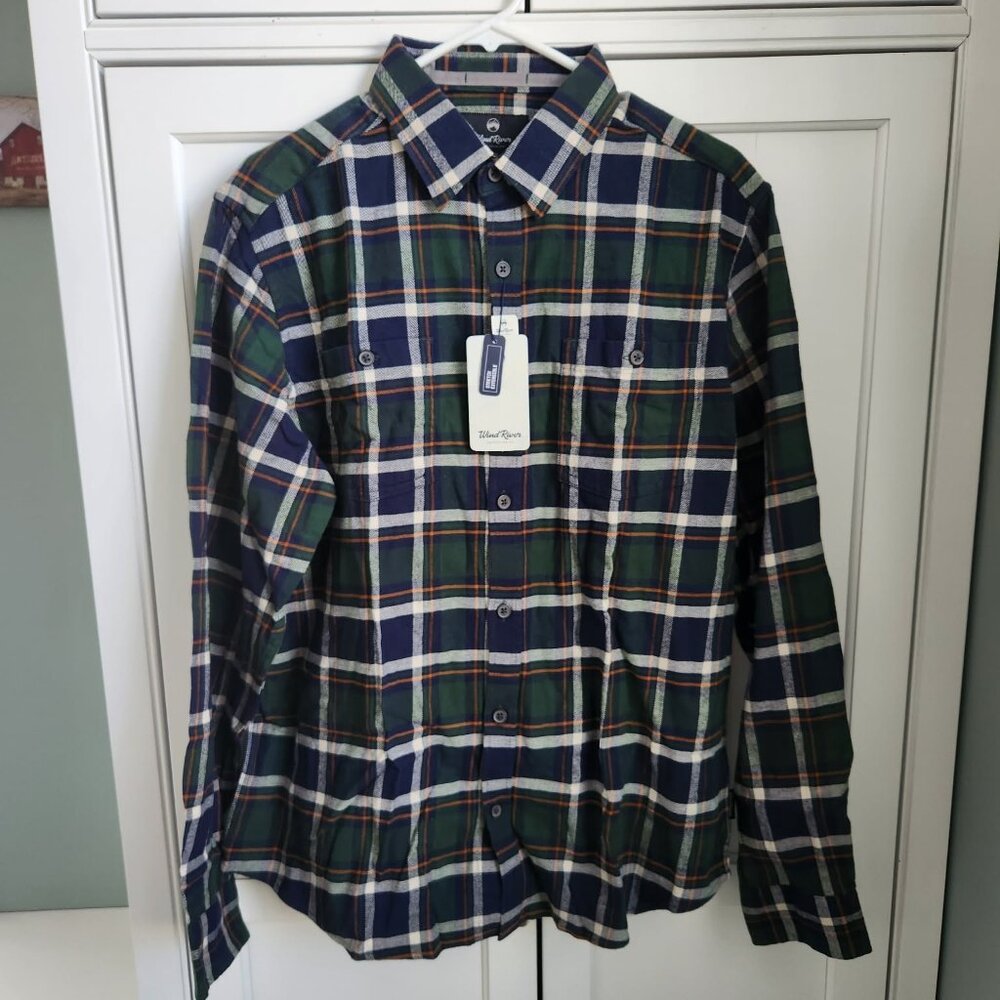 NWT Dark Green and Blue Plaid Mens Large Button up Shirt